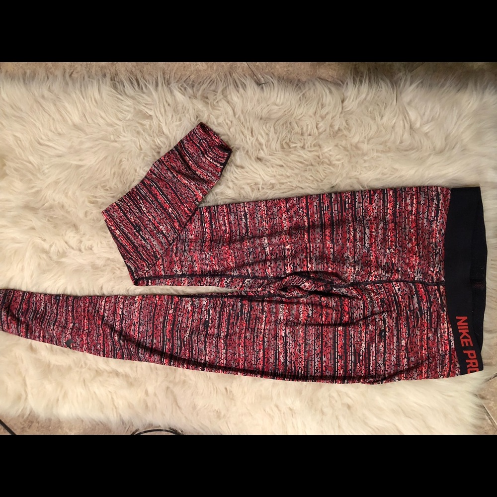 Nike Orange Stripped Women's Athletic Leggings